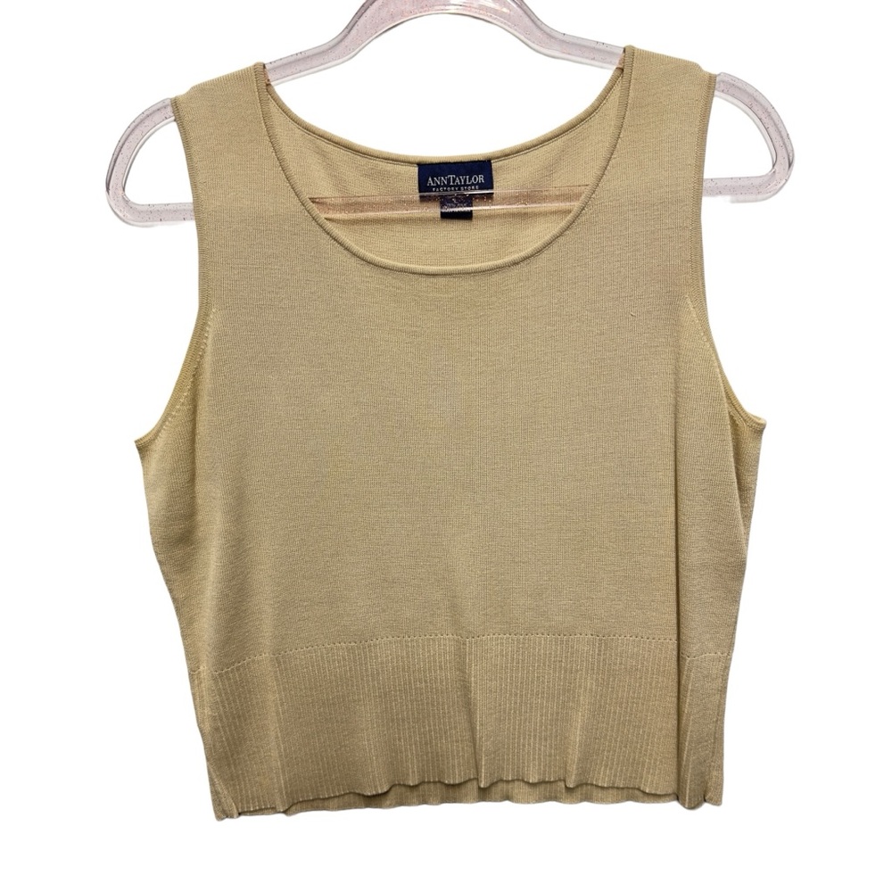 Ann Taylor Olive Green Sleeveless Scoop Neck Sweater Tank